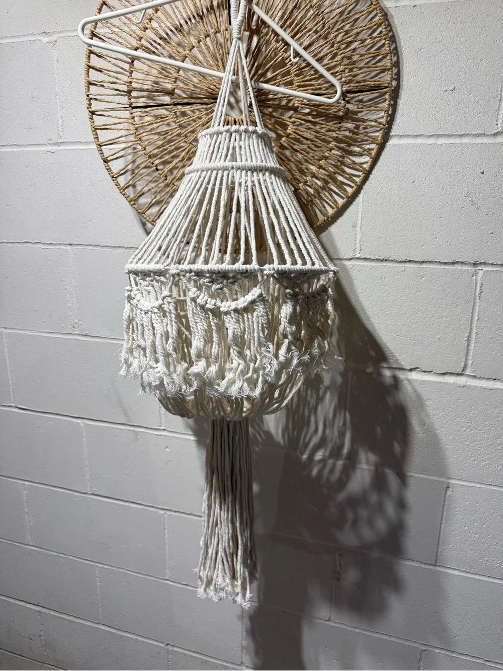 Handmade Macramé Hanging “light shade  - Cream (no light)